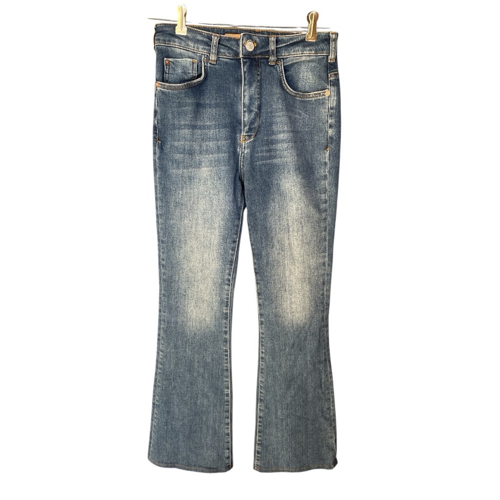 Pilcro Blue Flare Wide Leg Jeans